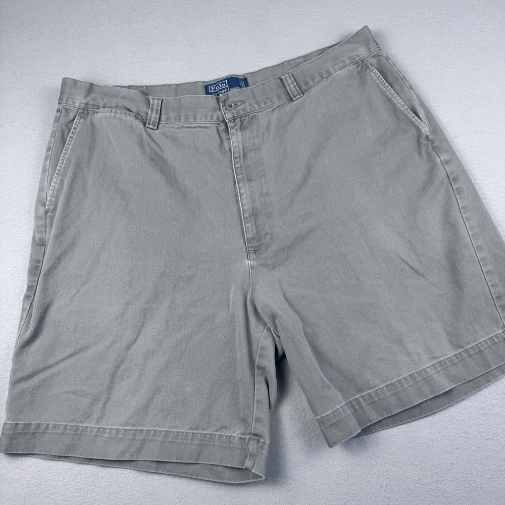 Vintage Polo Ralph Lauren Philip Short Men 40 Chino 8" Gray 5 Pocket Flat Twill